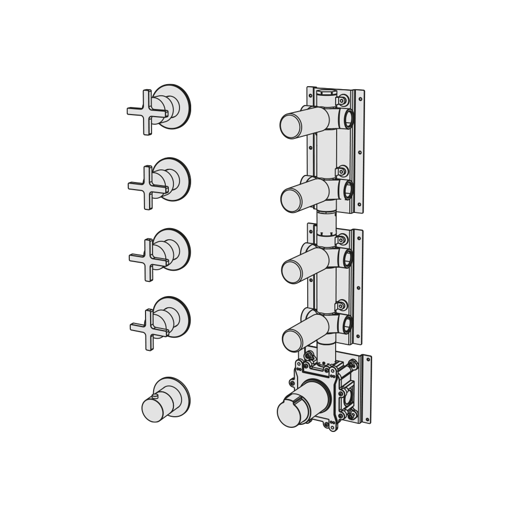 Shower mixer with 4 manifolds Products Geda Nextage